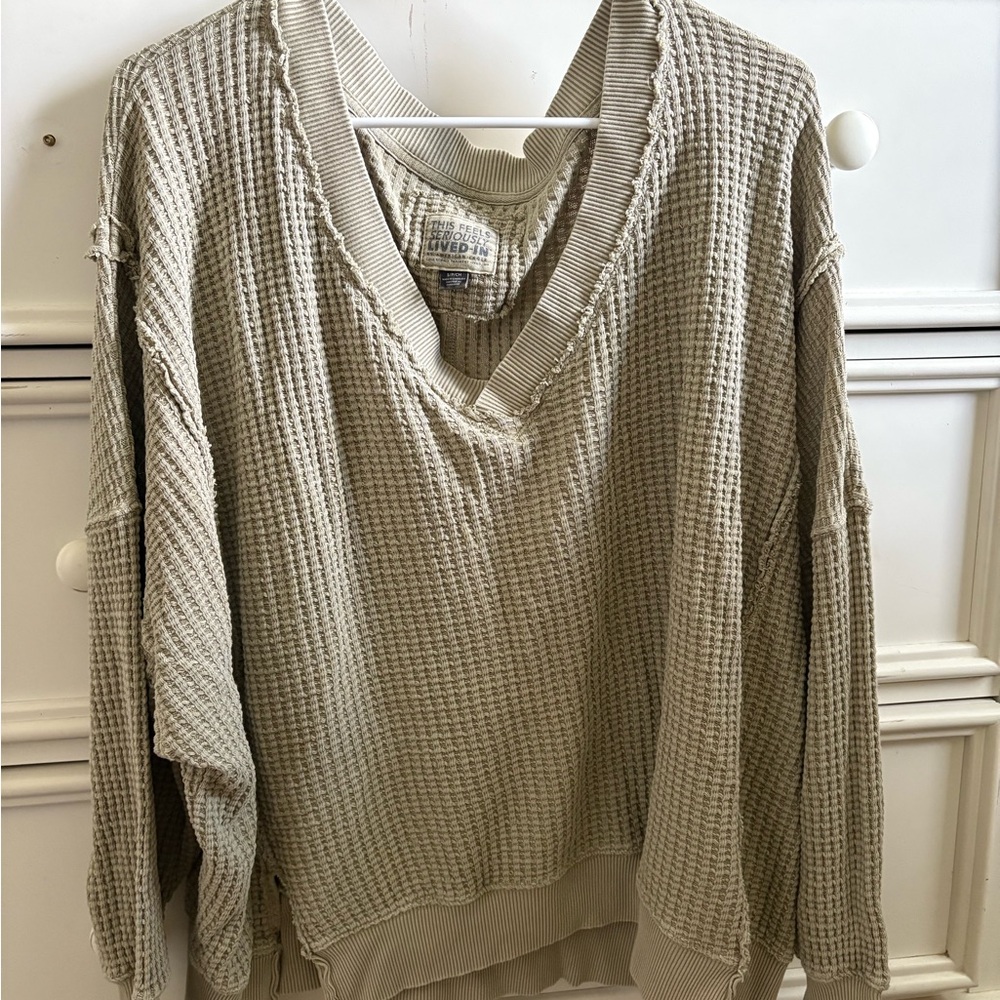 American Eagle Outfitters Cream Off-the-Shoulder Sweater